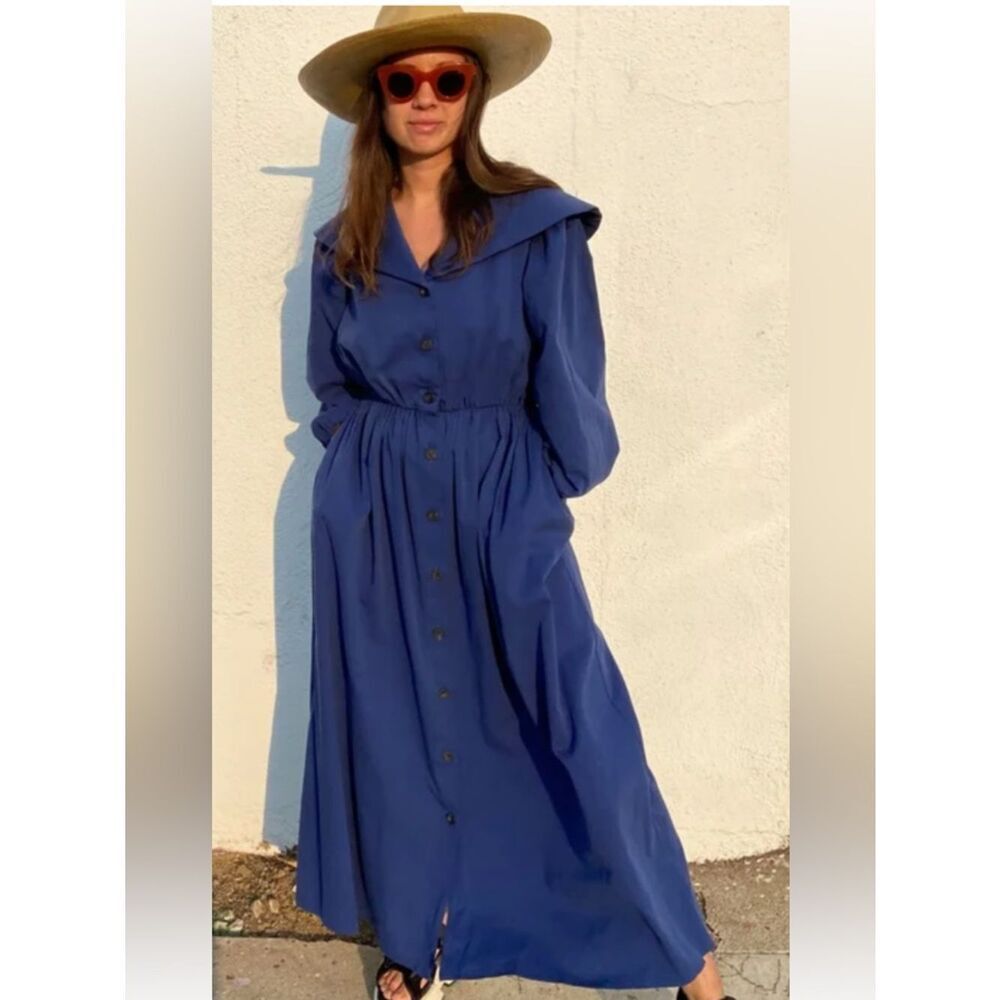 Selva Negra Thelma  Blue Button-Front Maxi Dress XS